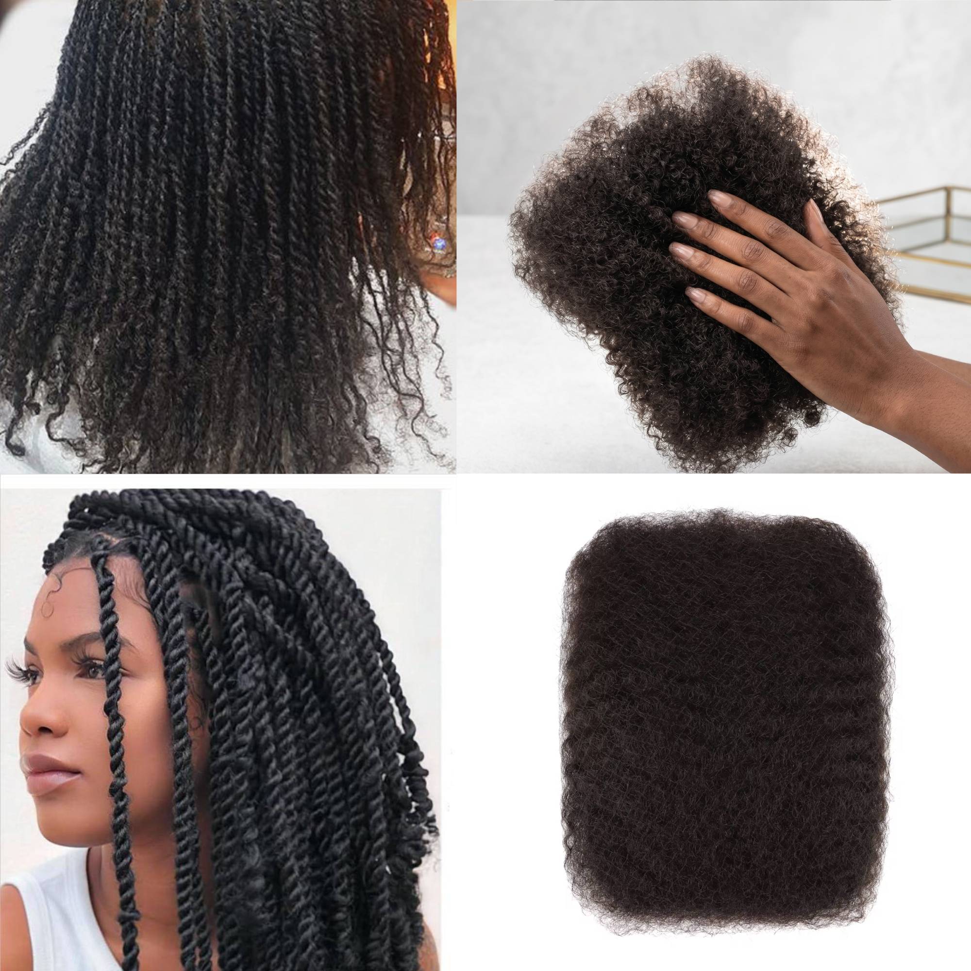 100% real hair African curls in bulk, used for braid lengthening, repairing, making braids and braiding — product photo