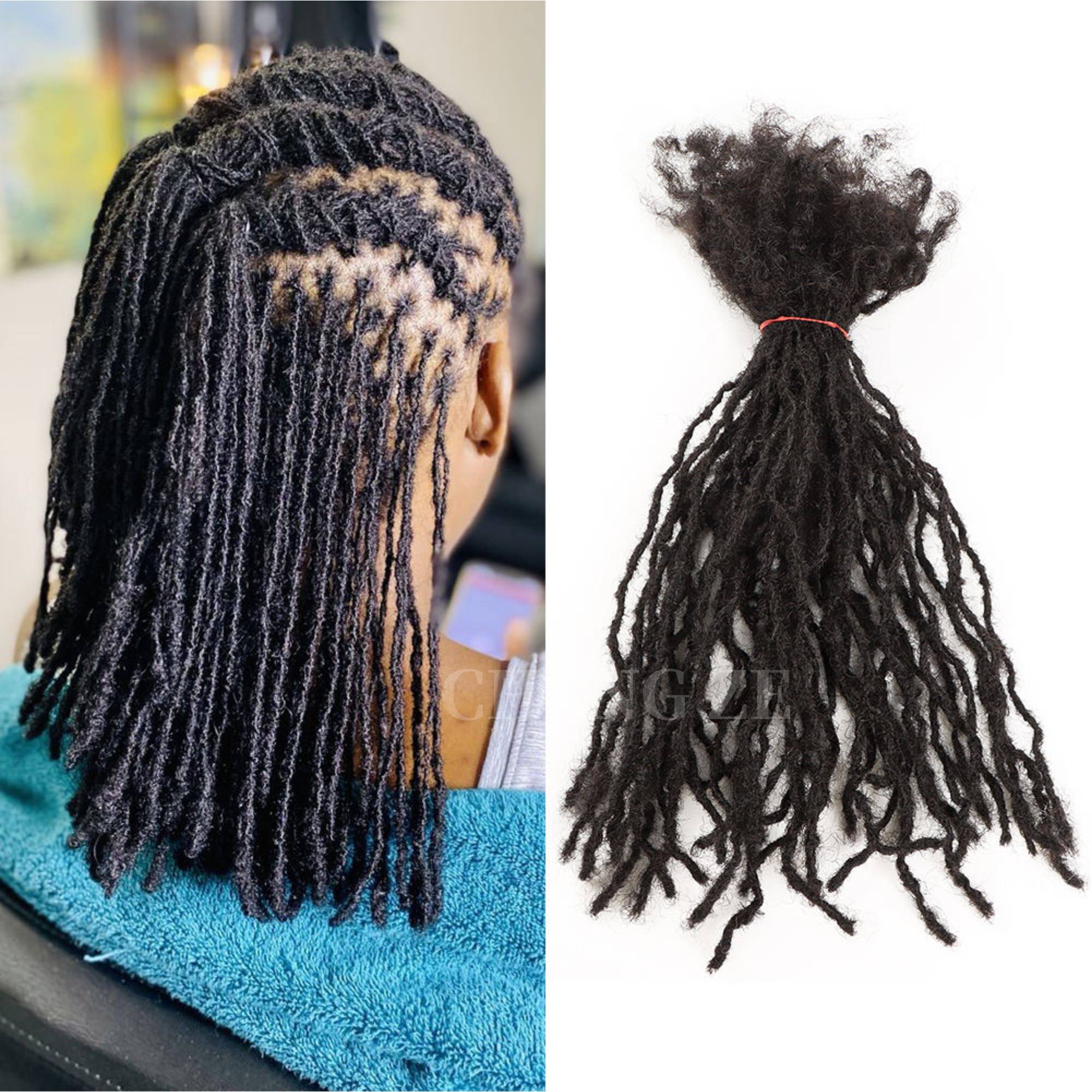 Micro-braid hair extensions, loc extensions, hand-woven braids made from real human hair, natural locks. — product photo