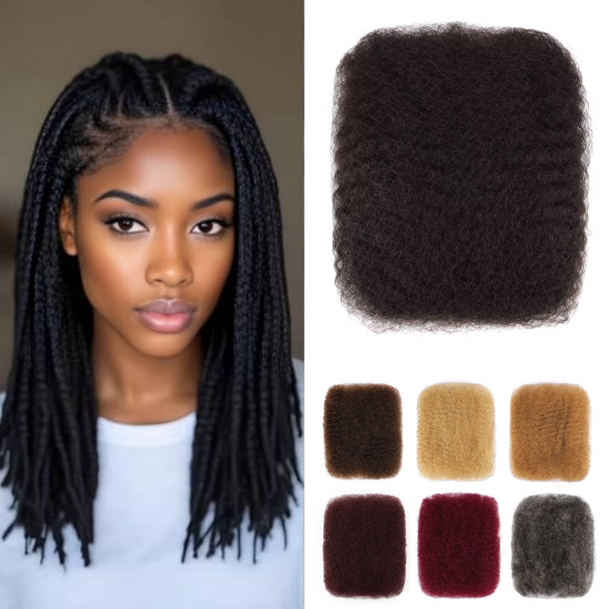 African Curly Hair Tie Human Hair African Curly Hair 100% Real Hair, Used for Braids Lengthening, Repairing, Making Braids and Braids — product photo